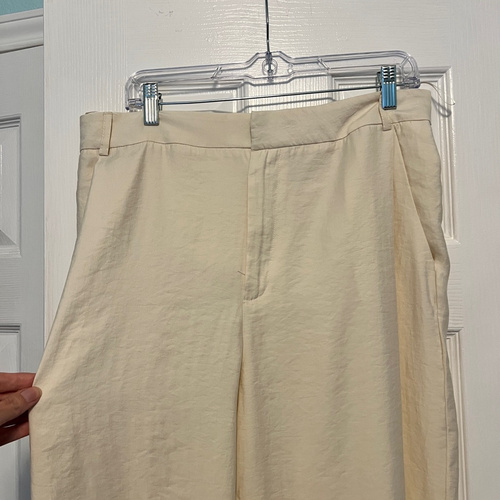 Zara Women’s Cream Wide-Leg Pants Size L - Picture 3 of 9